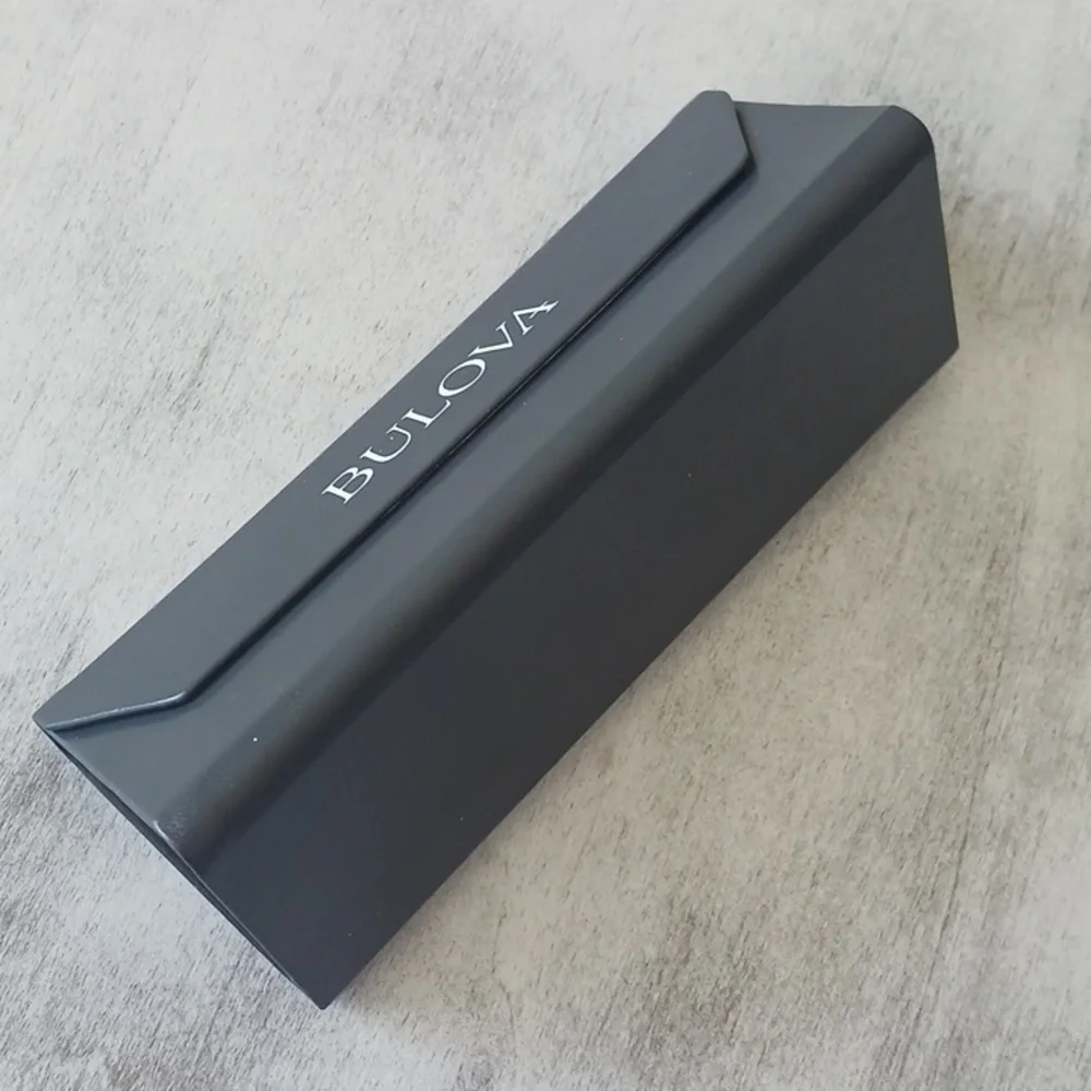 Bulova Original Dark Gray Sunglasses Eyeglass Foldable Triangle Case